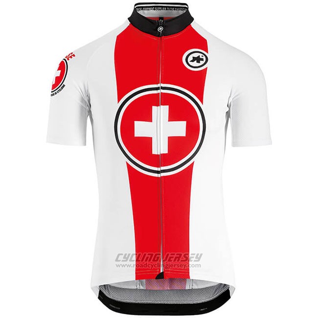 2018 Cycling Jersey Switzerland Red White Short Sleeve and Bib Short